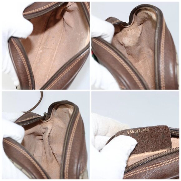 GUCCI GG Supreme Web Sherry Line Bag PVC Beige Red 156 02 066 Auth 150544 - Picture 14 of 15